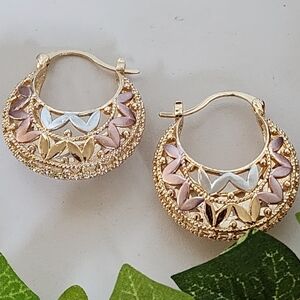 Gold Hoop Earrings Basket Style